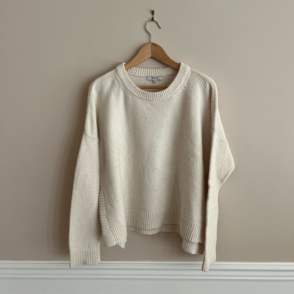 MADEWELL sweater size XL cropped knit cream drop-shoulder
